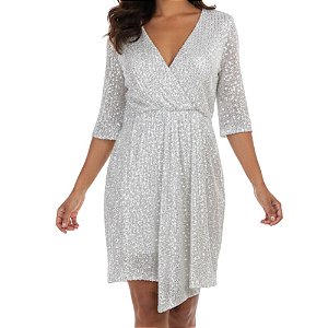 Vestido Facinelli Em Paetê Transpassado Com Decote V Feminino