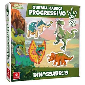 Quebra Cabeça Progressivo Dinossauros 20 Peças