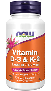 Now vitamina D-3 e K-2 100iui / 45mcg 120caps veg