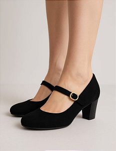 Sapato Feminino Boneca Salto Médio Conforto Preto | Social | Trabalho | Bico Arredondado