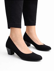 Sapato Social Feminino Preto Salto Médio Baixo Confortável Elegante