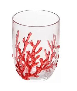 Copo baixo acrílico coral vermelho