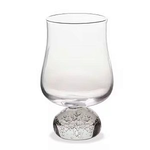 Set taça em vidro transparente base esfera