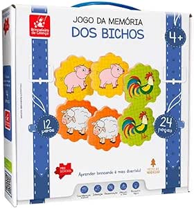 Jogo da Memória Bichinhos em Madeira 28 Peças Ibirart - Jogos de