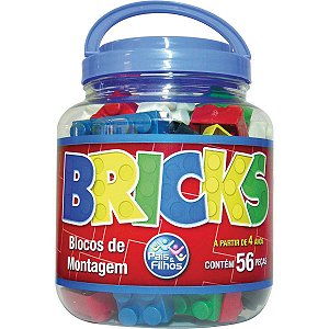Bricks Blocos Montagem 56 peças - Pais e Filhos