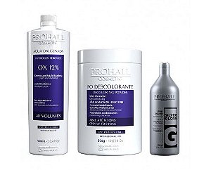 Prohall - Kit Ox 40 + Pó Descolorante azul + Matizador Silver Gloss