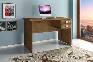 Mesa Para Escritório de Madeira Moderna Espaçosa Com 02 Gavetas e 01 Chave Tampo Grosso
