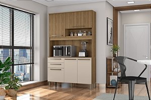 Kit Armário De Cozinha Compacto Multiuso Espaçoso Com 5 Portas 2 Gavetas 1,20 Luxo Pm