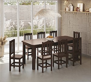 Conjunto Mesa De Madeira Maciça 200x88+ 8 Cadeiras Sfa
