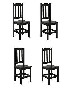 Kit 4 Cadeiras de Madeira Maciça Pinus Reforçada Para Mesa De Jantar Dm