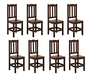 Conjunto 8 Cadeiras de Madeira Maciça Pinus Para Sala De Jantar Dm