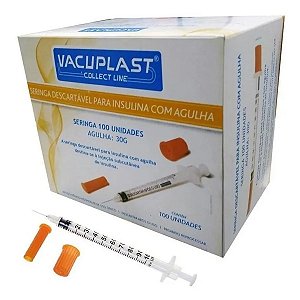 Seringa Insulina Botox 1ml Ag Ultra Fina 8,0x0,30 30g C/100 un