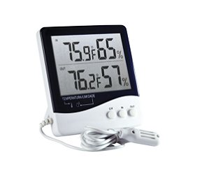 Termo-higrometro digital mede umidade e termperatura interna e externa ref 7664