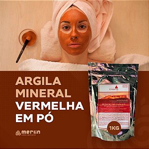 Argila Mineral Vermelha em pó para uso cosmético 1Kg - BKC