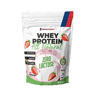 Whey Protein Concentrado All Natural - Zero Lactose - Sabor Morango - 900G (30 porções) - Newnutrition