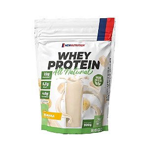 Whey Protein Concentrado All Natural - Adoçado com Stevia - Sabor Banana - 900G (30 porções) - Newnutrition