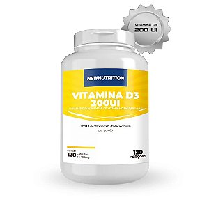 Vitamina D - 200 UI- 120 cápsulas (120 porções) - Newnutrition