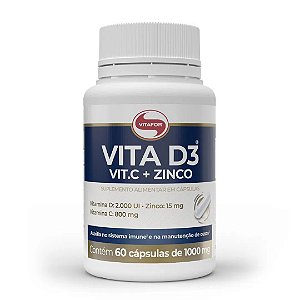 Vita D3 + Vit C + Zinco - 60 cápsulas de 1000mg - Vitafor