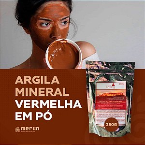 Argila Mineral Vermelha em pó para uso cosmético 250g - BKC