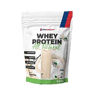 Whey Protein Concentrado All Natural - Adoçado com Stevia - Sabor Baunilha - 900G (30 porções) - Newnutrition