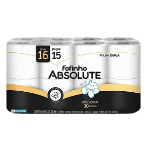 Papel higiênico rolinho 30m folha dupla Absolute com 16 rolos