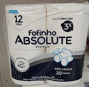 Papel higiênico rolinho 20m folha tripla com 12