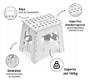 Banqueta Alta Multiuso Dobrável Alça Até 150 Kg Powermaid