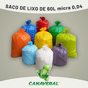 Saco de lixo 60 litros colorido com 100