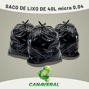 Saco de lixo 40 litros preto com 100