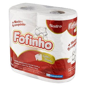 Papel higiênico rolinho 30m folha dupla Fofinho com 4