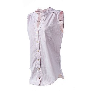 Camisa Feminina Rosa Chá Sem Manga Com Botões Gola Padre - Camisas, Blusas  e Polos com Botão | The Button