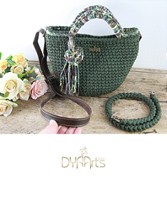 BOLSA JULY COR- VERDE MILITAR, CROCHÊ COM ESTILO.