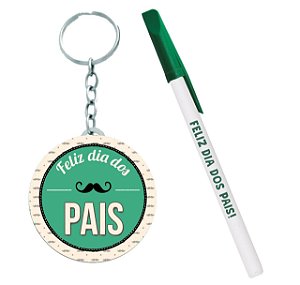 Kit Chaveiro e Caneta dia dos Pais PERSONALIZADO COM SUA LOGO ( 15 unidades )