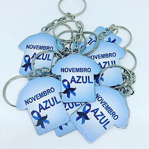 Chaveiro camiseta Novembro Azul com logo personalizado