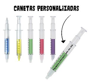 Dia da Enfermeira -Caneta Seringa Marca Texto Personalizada  ( 50 UNIDADES POR COR )