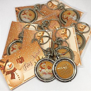 Chaveiro de Natal com embalagem e cartela com mensagem
