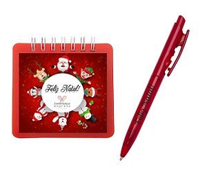 Kit Natal Bloquinho + Caneta com Logo Que Desejar