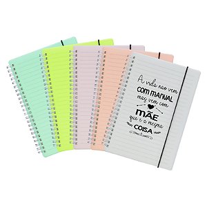 Caderno A5 com capa plástica e elástico Dia das Mães