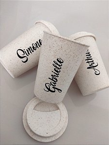 Copo Fibra de Arroz 450ml Personalizado nomes sortidos