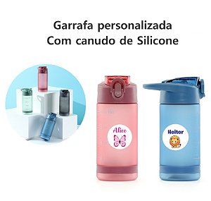 Garrafinha infantil com canudo de silicone Personalizada