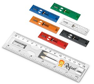 Kit Infantil Régua de 15 Cm, 2 Mini Lápis Personalizado