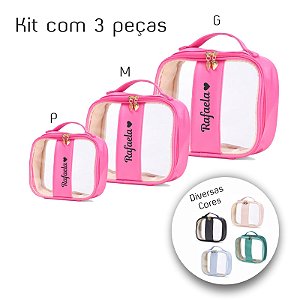 Kit 3 Nécessaires Pvc Impermeável Personalizada TAM P / M / G