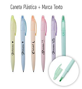 Caneta Plástica Marca Texto Personalizada Como Desejar ( 50 UNIDADES POR COR )