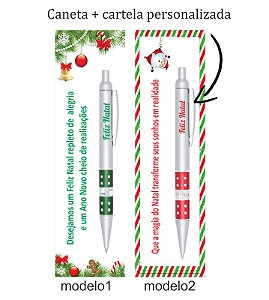 Caneta Natal personalizada com cartela e embalagem ( 50 unidades )