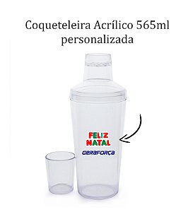 Coqueteleira Acrílico 565ml Personalizada Natal