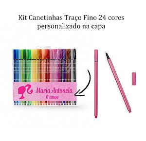 Kit Canetinhas Traço Fino 24 cores personalizado como desejar