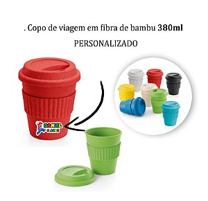 Copo de viagem em fibra de bambu (60%) e PP (40%) Personalizado como desejar