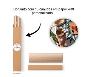 Conjunto de 10 canudos em papel kraft PERSONALIZADO COMO desejar