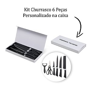 Kit Churrasco 6 peças com caixa personalizada como desejar
