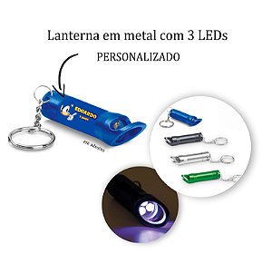Lanterna em metal com 3 LEDs personalizada como desejar